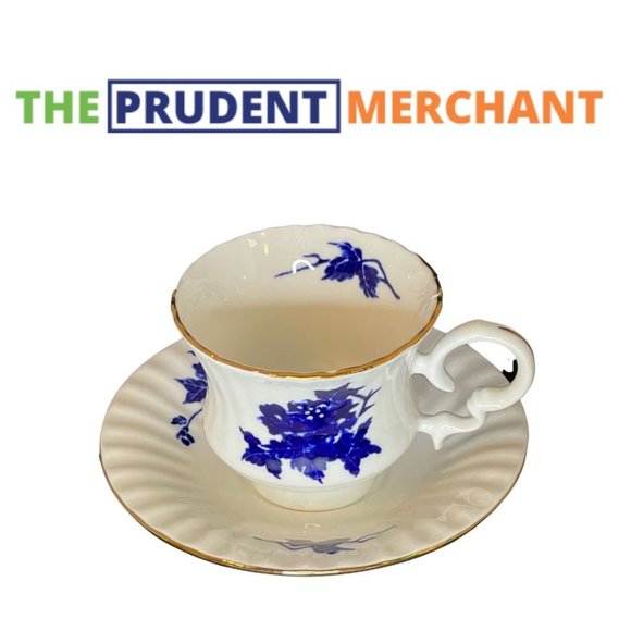 Vintage Bone China Coffee Espresso Tea Set Royal Blue Floral Romanian - Picture 6 of 7